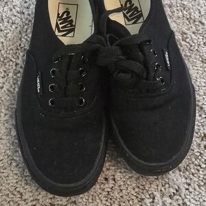 Vans Black Canvas Sneakers with Red Logo